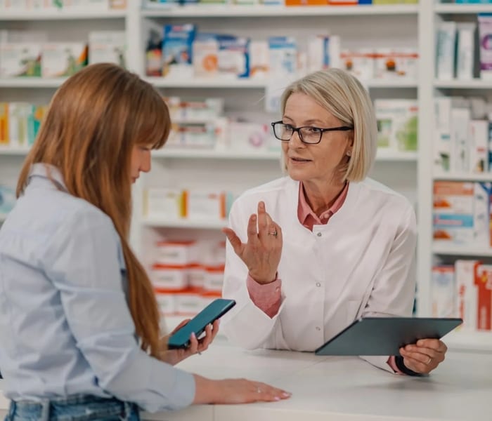 Patient consulting with a doctor