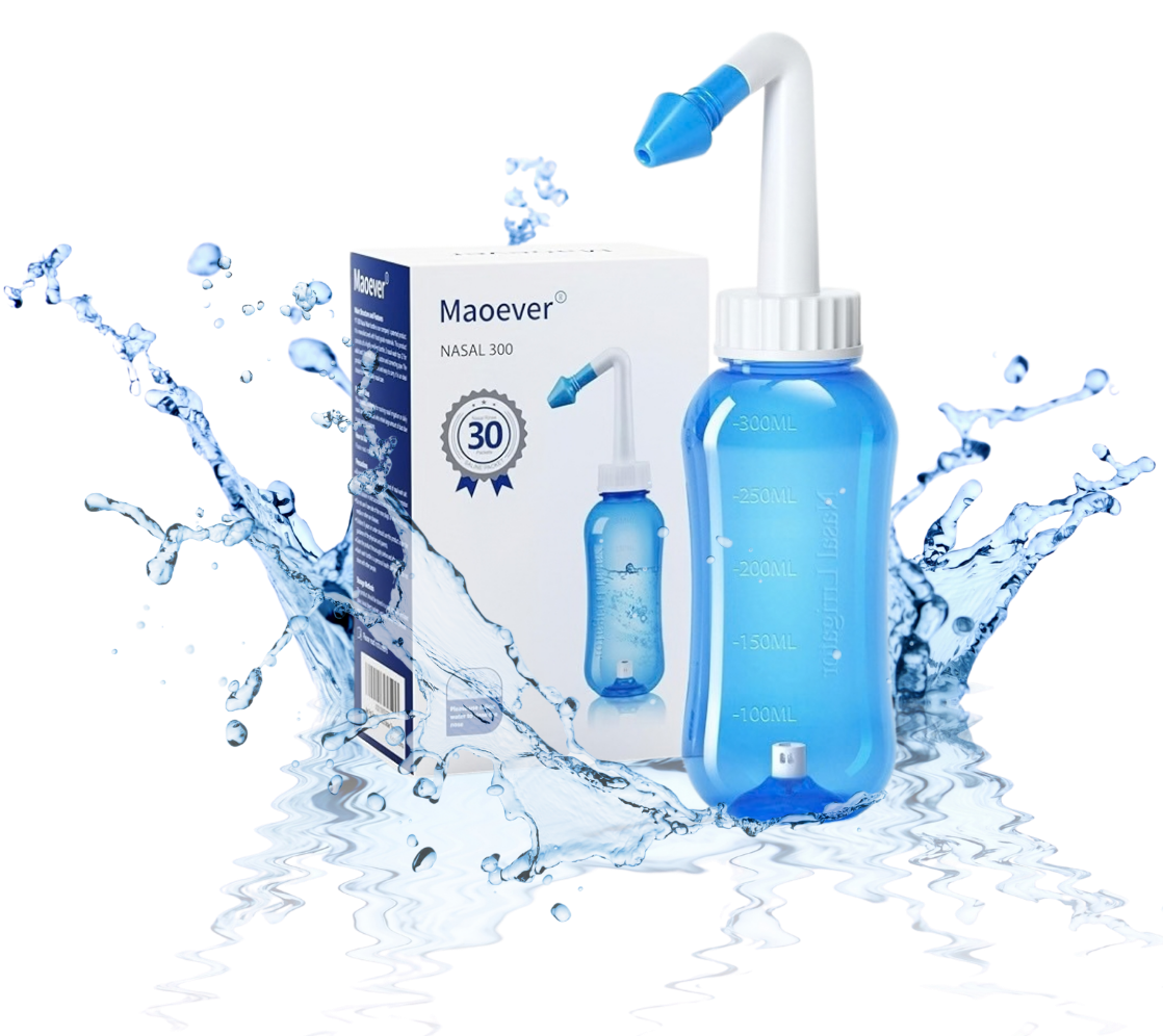 Person using nasal irrigation for sinus care